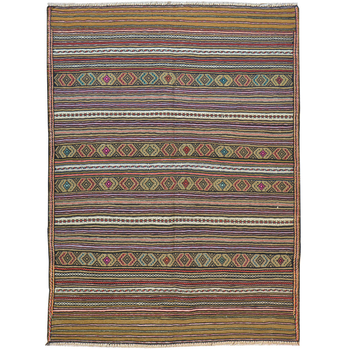 Soumak Afghan Lagharee Tribal Design Handmade Wool Rug (Size 3.4 X 4.7) Brral-4956