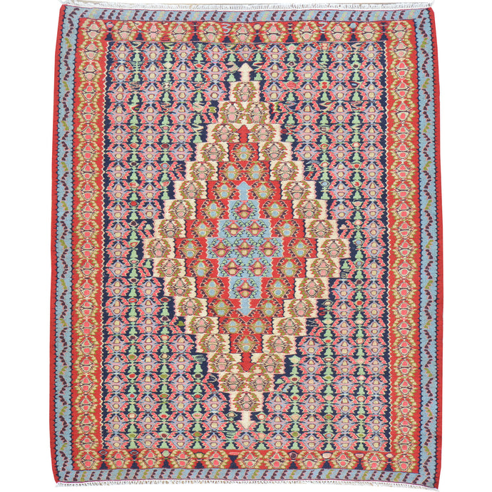 Flat-Weave Geometric Design Handmade Wool Rug (Size 4.0 X 4.10) Cwral-4983