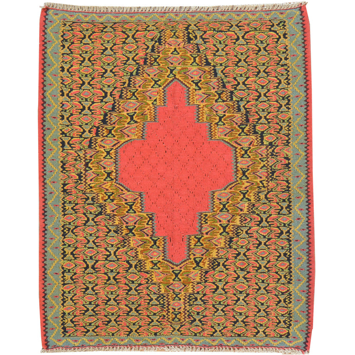 Hand-Woven Flatweave Authentic Senneh Kilim Tribal Handmade Wool Rug (Size 2.6 X 3.1) Brral-5004