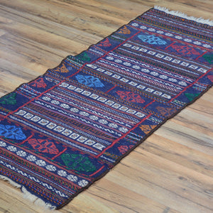 Hand-Woven Afghan Tribal Maleeki Sumak 100% Wool Handmade Rug (Size 1.9 X 4.4) Brral-5028