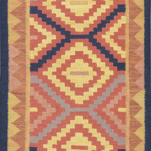 Hand-Woven Southwestern Design Handmade 100% Wool Rug (Size 2.7 X 11.3) Cwral-5082