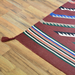 Hand-Woven Flat Weave Navajo Style Handmade 100% Wool Rug (Size 2.7 X 15.7) Cwral-5085
