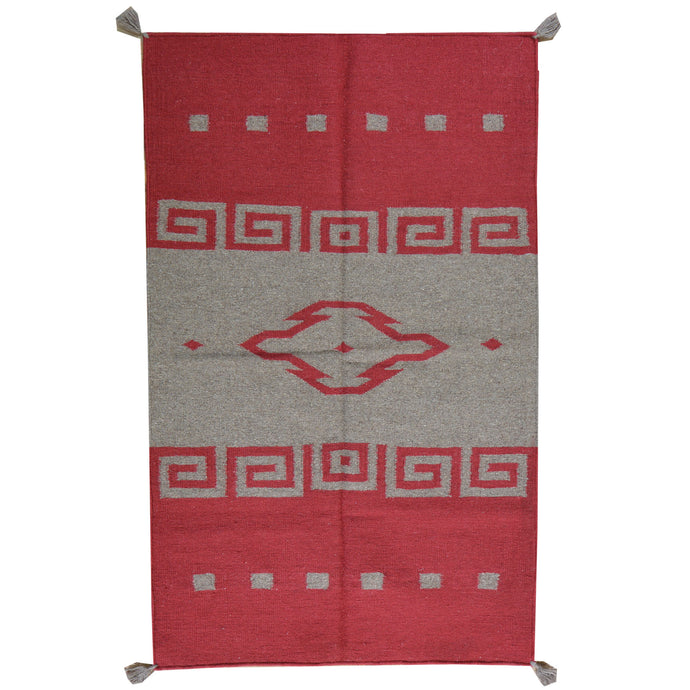 Hand-Woven Southwestern Design Reversible Kilim Wool Rug (Size 3.0 X 5.0) Brral-5121