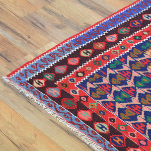 Hand-Woven Oriental Persian Sanna Reversible Kilim Wool Rug (Size 4.0 X 5.1) Brral-5139