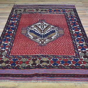 Hand-Knotted And Soumak Tribal Handmade Wool Rug (Size 3.10 X 5.11) Brral-5148