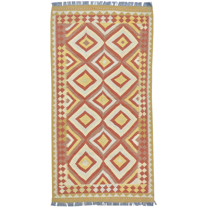 Hand-Woven Afghan Tribal Momana Kilim Handmade Wool Rug (Size 3.4 X 6.10) Brral-5169