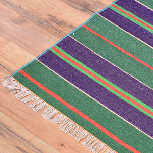 Turkish Striped Design Handmade Reversible Kilim Wool Rug (Size 3.5 X 4.8) Brral-5187