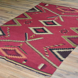 Chain-Stitched Kashmir Southwestern Handmade Wool Rug (Size 4.0 X 6.0) Brral-5223