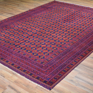 Fine unique afghan Tribal Wool Rug with multiple weave (Size 6.11 X 9.5) Cwral-5556
