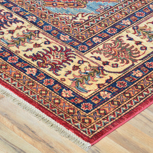 Hand-Knotted Fine Super Kazak Caucasian Design Wool Rug (Size 9.11 X 13.6) Brral-5568