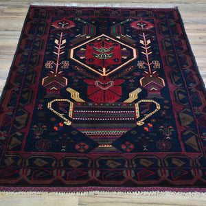 Hand-Knotted Afghan Geometric Design Wool Handmade Rug (Size 3.0 X 4.10) Cwral-5874