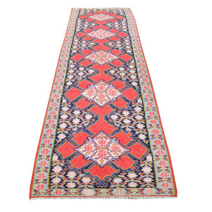 Hand-Woven Persian Sennah Kilim Village Rug 100% Wool (Size 2.9 X 10.10) Cwral-6003