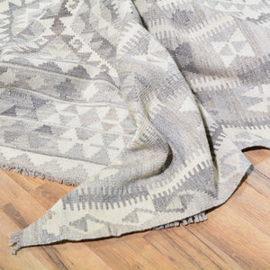 Hand-Woven Afghan Momana Reversible Kilim Wool Rug (Size 11.7 X 16.4) Cwral-6759
