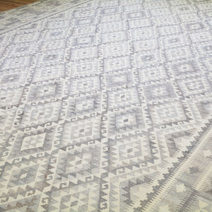 Hand-Woven Afghan Momana Reversible Kilim Wool Rug (Size 11.7 X 16.4) Cwral-6759