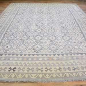 Hand-Woven Miamna Reversible Kilim Wool Afghan Rug (Size 8.9 X 11.4) Cwral-6765