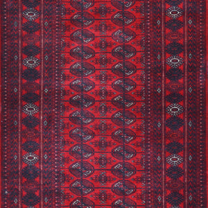Hand-Knotted Turkmen Bokhara Design Handmade Wool Rug (Size 2.10 X 13.4) Cwral-6783