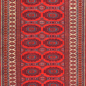 Hand-Knotted Turkmen Bokhara Design Handmade Wool Rug (Size 2.9 X 12.1) Cwral-6789