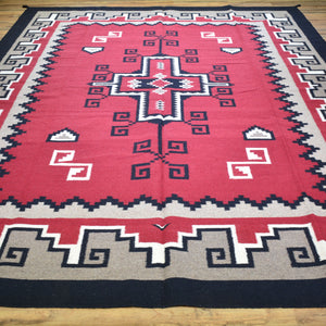 Hand-Woven Flatweave Navajo Style Handmade Wool Rug (Size 9.0 X 12.0) Cwral-6867