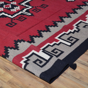 Hand-Woven Reversible Kilim Southwestern Design Wool Rug (Size 9.0 X 12.0) Cwral-6912