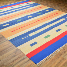 Load image into Gallery viewer, Hand-Woven Flatweave Cotton Kilim Southwestern Design Rug (Size 7.9 X 10.0) Cwral-6918