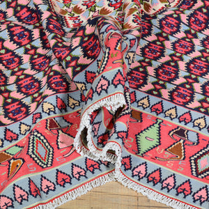 Hand-Woven Persian Sennah Kilim Village Rug 100% Wool (Size 8.3 X 11.4) Cwral-6930