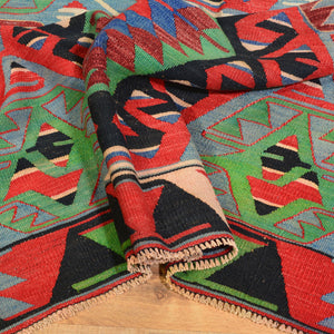 Hand-Woven Tribal Turkish Vintage Kilim Handmade Wool Rug (Size 5.3 X 10.5) Cwral-6975