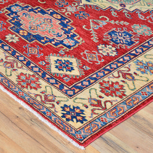 Hand-Knotted Super Kazak Design Handmade Wool Rug (Size 4.11 X 6.4) Brral-699