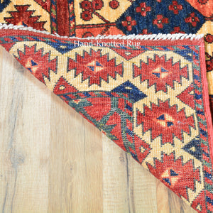 Hand-Knotted Afghan Ersari Wool Handmade Rug (Size 3.1 X 12.8) Cwral-7095