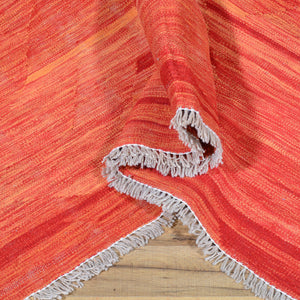 Hand-Woven Modern Red Kilim Handmade Wool Rug (Size 6.4 X 9.9) Cwral-7164