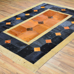 Turkish Cowhide Patchwork Hand Stitched Rug (Size 5.7 X 7.8) Cwral-7173