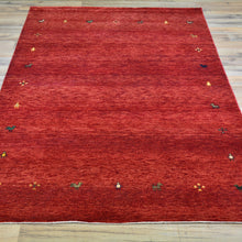 Load image into Gallery viewer, Hand-Knotted Red Gabbeh Wool Handmade Area Rug (Size 4.0 X 6.0) Cwral-7224
