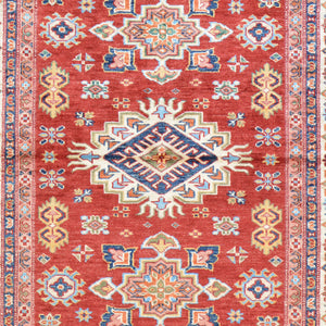 Hand-Knotted Fine Oriental Super Kazak Design Wool Rug (Size 4.0 X 6.0) Cwral-7239