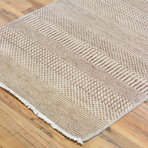 Hand-Knotted Brown Modern Design Handmade Wool Rug (Size 2.6 X 12.0) Cwral-7251