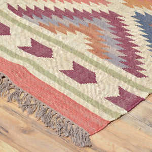 Hand-Woven Flatweave Reversible Kilim Jute/Wool Rug (Size 4.11 X 8.3) Cwral-7335
