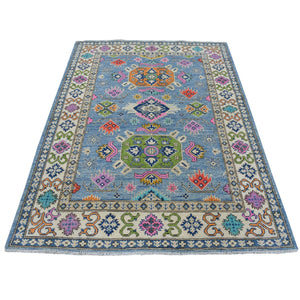 Hand-Knotted Handmade Colorful Geometric Design Wool Rug (Size 4.10 X 6.6) Cwral-7461