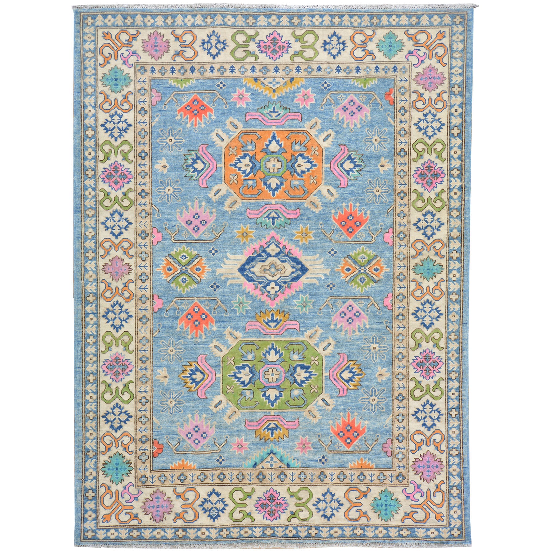Geometric Wool Kazak Oriental Rug 2x3