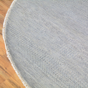 Light Blue 9' 10 x 9' 10 Hand Knotted Solid Gabbeh Wool Round Rug