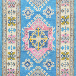 Hand-Knotted Handmade Colorful Geometric Design Wool Rug (Size 2.8 X 6.8) Cwral-7518