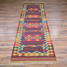 Load image into Gallery viewer, Hand-Woven Kilim Tribal Design Handmade Wool Rug (Size 2.5 X 9.4) Cwral-7536