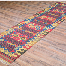 Load image into Gallery viewer, Hand-Woven Kilim Tribal Design Handmade Wool Rug (Size 2.5 X 9.4) Cwral-7536