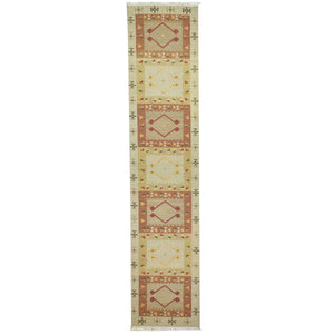 Hand-Woven Reversible Southwestern Design 100% Wool Rug (Size 2.7 X 11.8) Cwral-7545