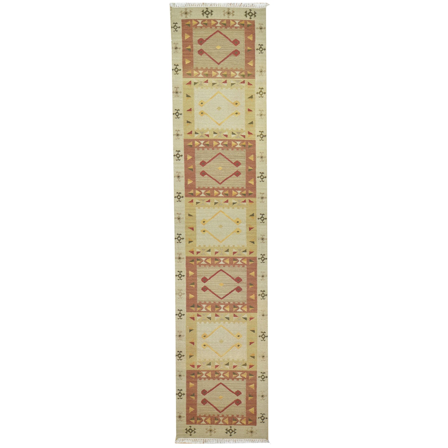 Hand-Woven Reversible Southwestern Design 100% Wool Rug (Size 2.7 X 11.8) Cwral-7545