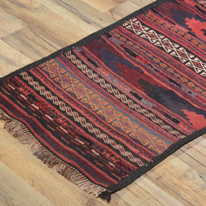 Hand-Woven Afghan Tribal Surmai Kilim 100% Wool Rug (Size 1.7 X 11.10) Cwral-7560