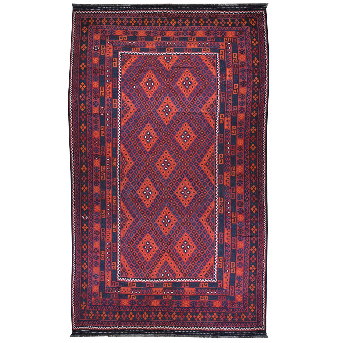 Hand-Woven Tribal Afghan Kilim Reversible Wool Rug (Size 8.3 X 14.6) Cwral-7569