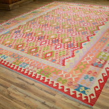 Load image into Gallery viewer, Hand-Woven Geometric Design Kilim Aghan Wool Rug (Size 10.4 X 12.5) Cwral-7578