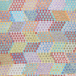 Hand-Woven Geometric Design Flat-Weave Wool afghan Rug (Size 11.2 X 13.5) Cwral-7584