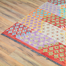 Load image into Gallery viewer, Hand-Woven Geometric Design Flat-Weave Wool afghan Rug (Size 11.2 X 13.5) Cwral-7584