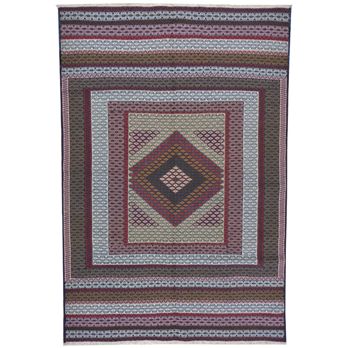 Hand-Woven Fine Afghan Sumack Wool Flatweave Rug (Size 4.4 X 6.4) Cwral-7590