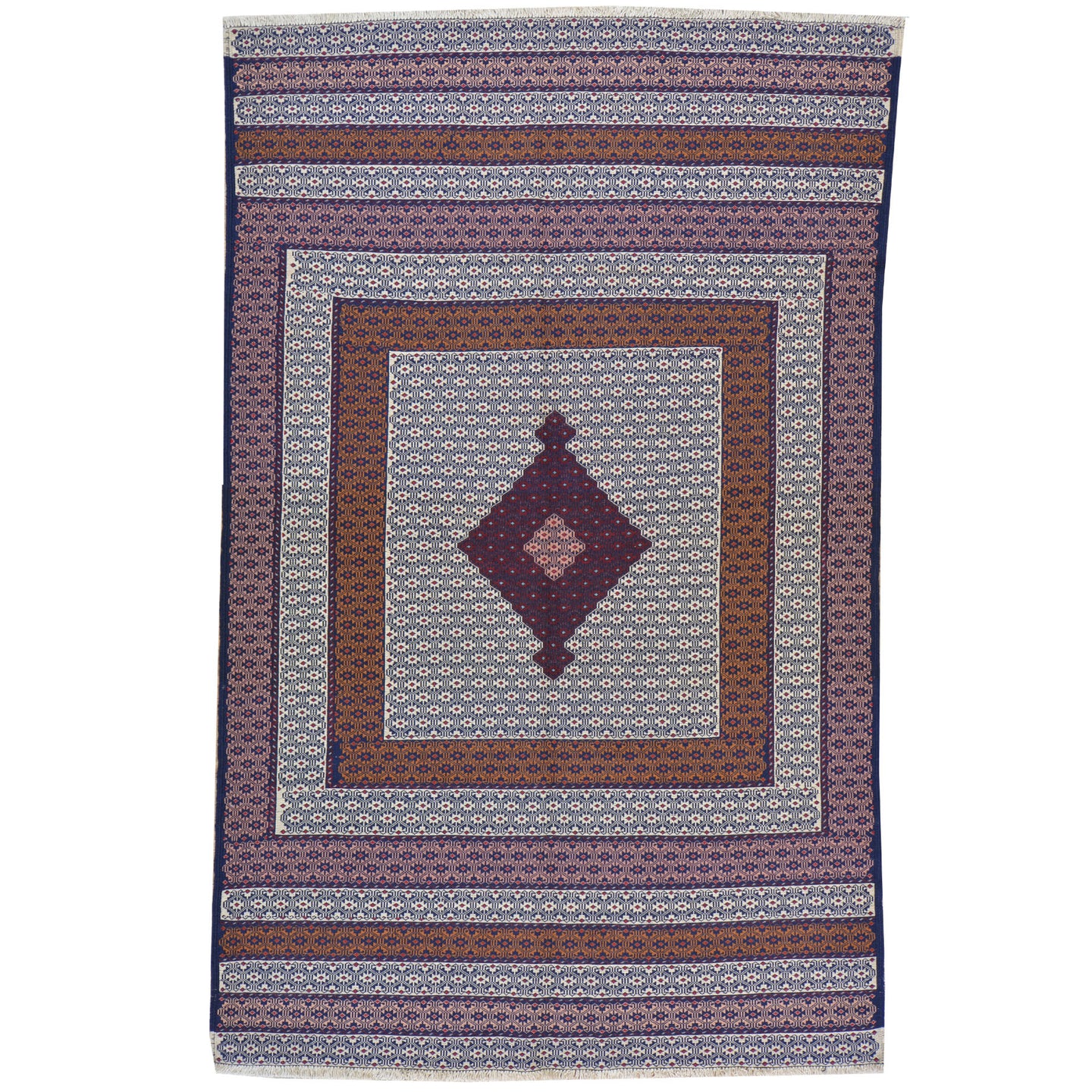 Hand-Woven Fine Afghan Sumack Wool Flatweave Rug (Size 4.1 X 6.5) Cwral-7593