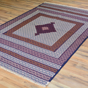 Hand-Woven Fine Afghan Sumack Wool Flatweave Rug (Size 4.1 X 6.5) Cwral-7593